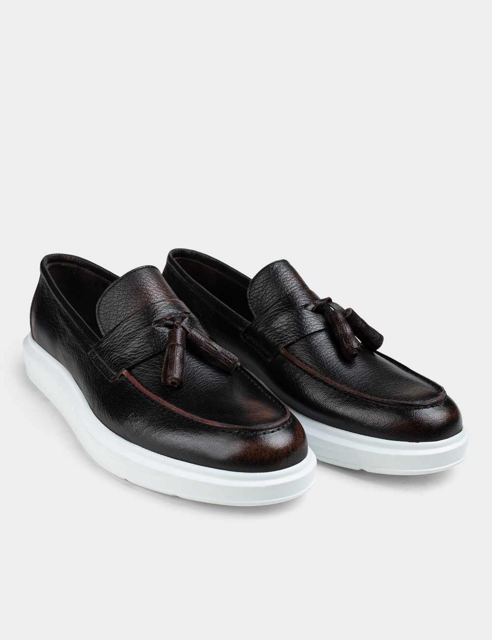 Brown  Leather Loafers - 01587MKHVP07