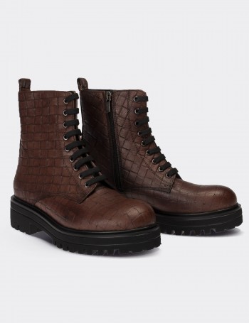 Brown  Leather Boots - 01814ZKHVE21