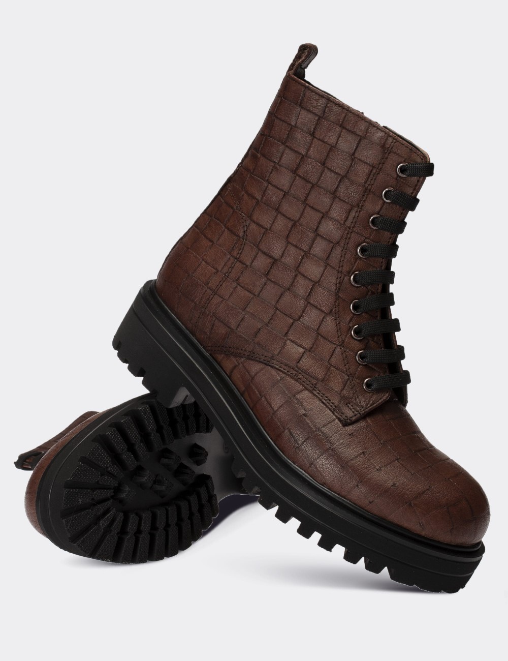 Brown  Leather Boots - 01814ZKHVE21