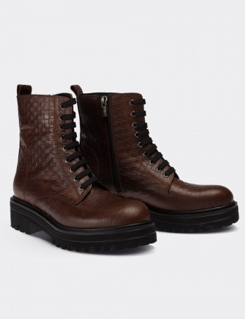 Brown  Leather Boots - 01814ZKHVE18