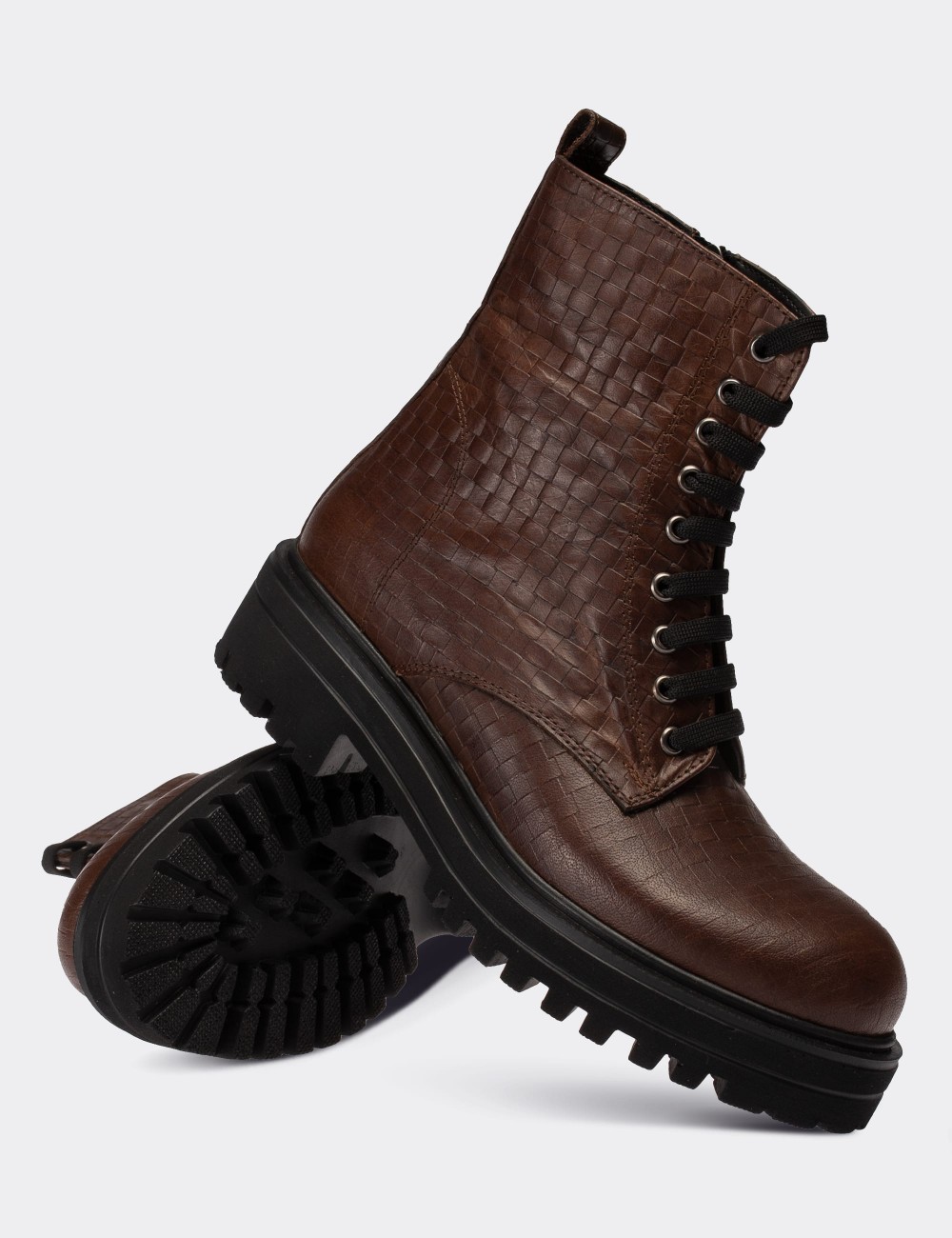 Brown  Leather Boots - 01814ZKHVE18