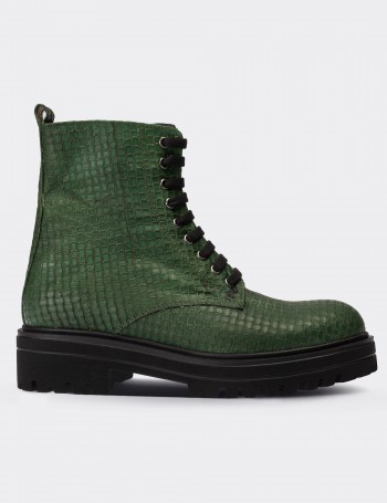 Green  Leather Boots - 01814ZYSLE05