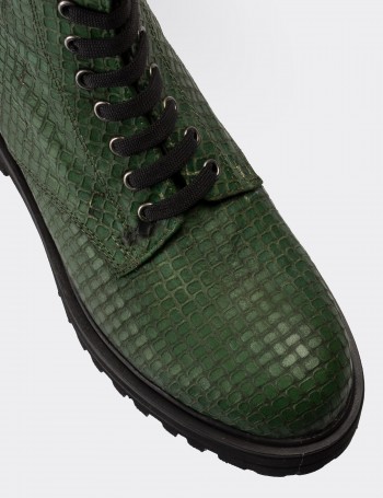 Green  Leather Boots - 01814ZYSLE05