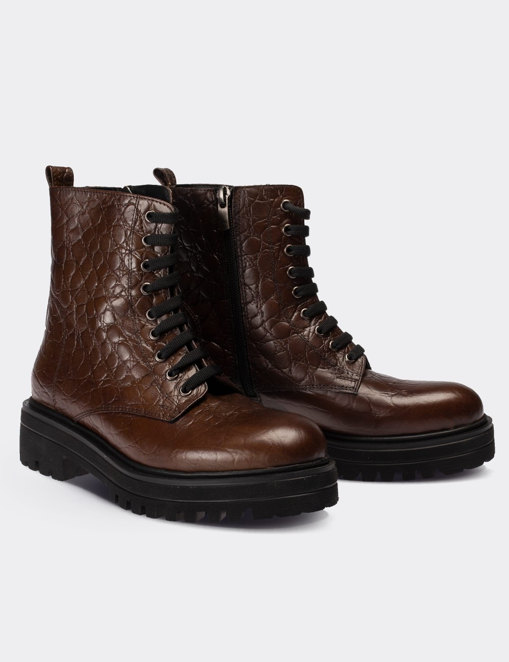 Brown  Leather Boots - 01814ZKHVE16