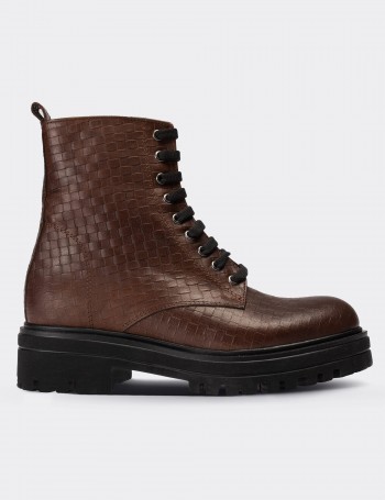 Brown  Leather Boots - 01814ZKHVE14