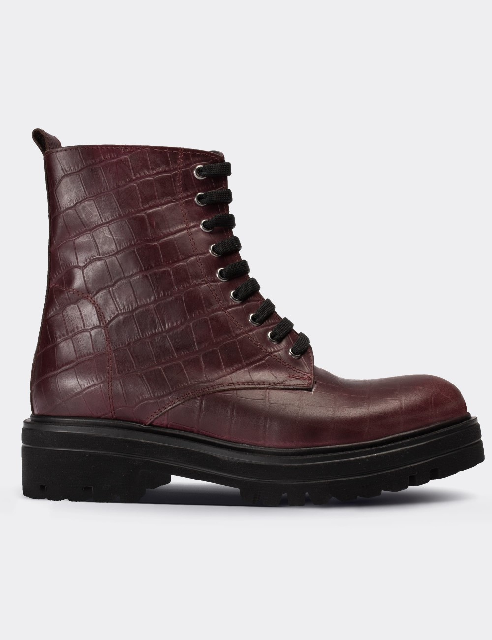 Burgundy  Leather Boots - 01814ZBRDE03