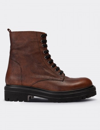 Brown  Leather Boots - 01814ZKHVE06