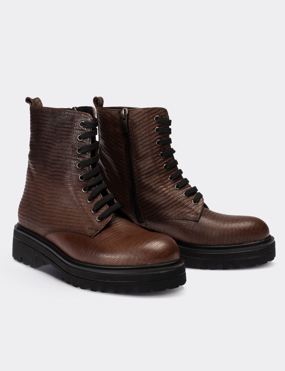 Brown  Leather Boots - 01814ZKHVE12