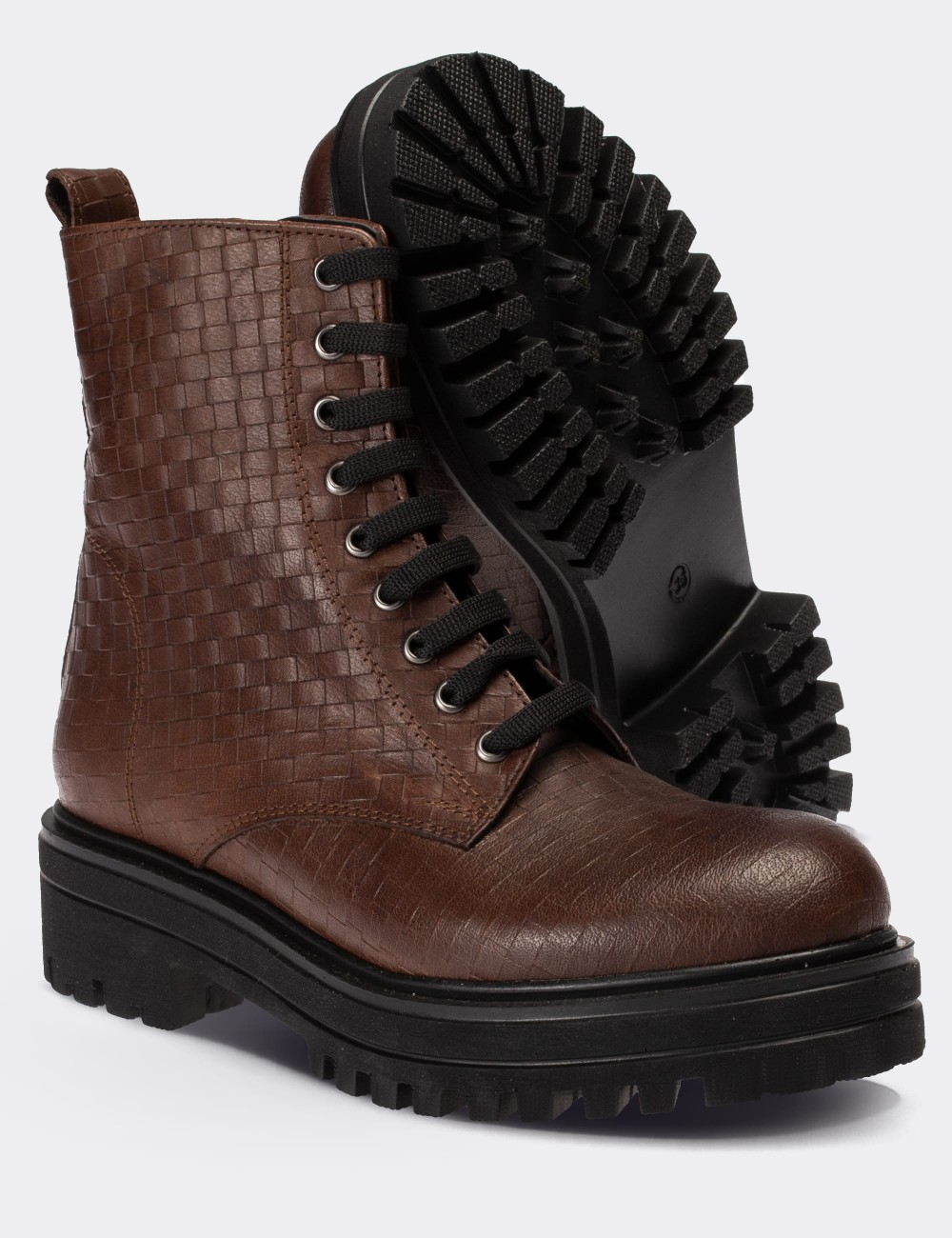 Brown  Leather Boots - 01814ZKHVE14
