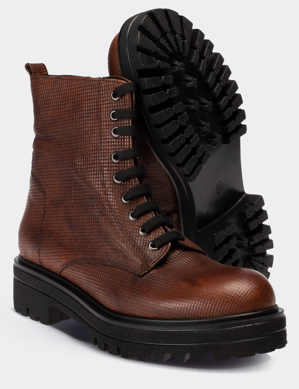 Brown  Leather Boots - 01814ZKHVE06