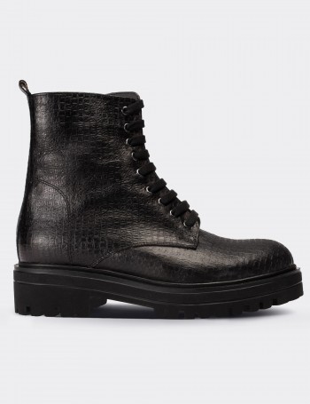 Black  Leather Boots - 01814ZSYHE08