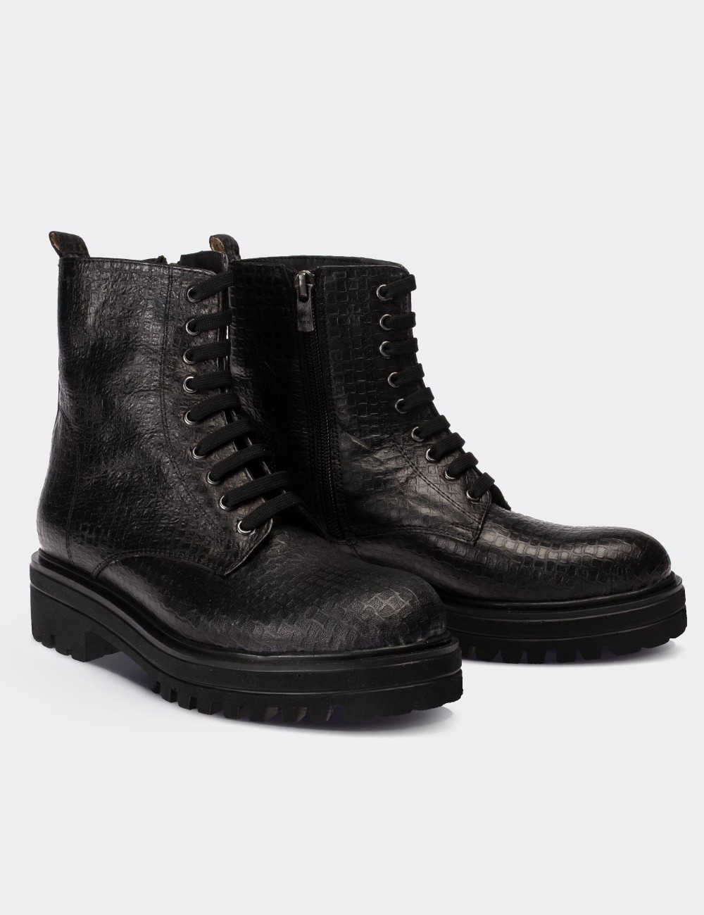 Black  Leather Boots - 01814ZSYHE08
