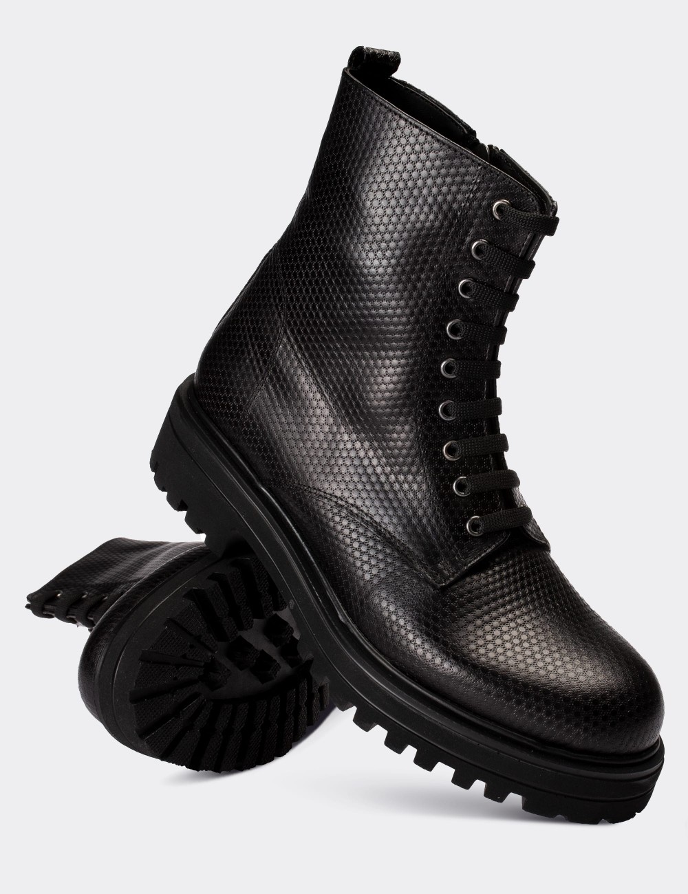 Black  Leather Boots - 01814ZSYHE04