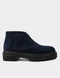 Navy Suede Leather Desert Boots