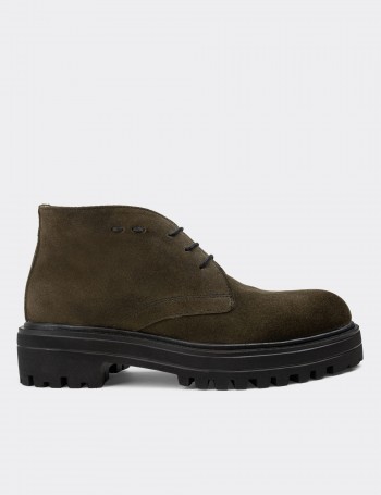 Brown Suede Leather Desert Boots - 01847ZHAKE01