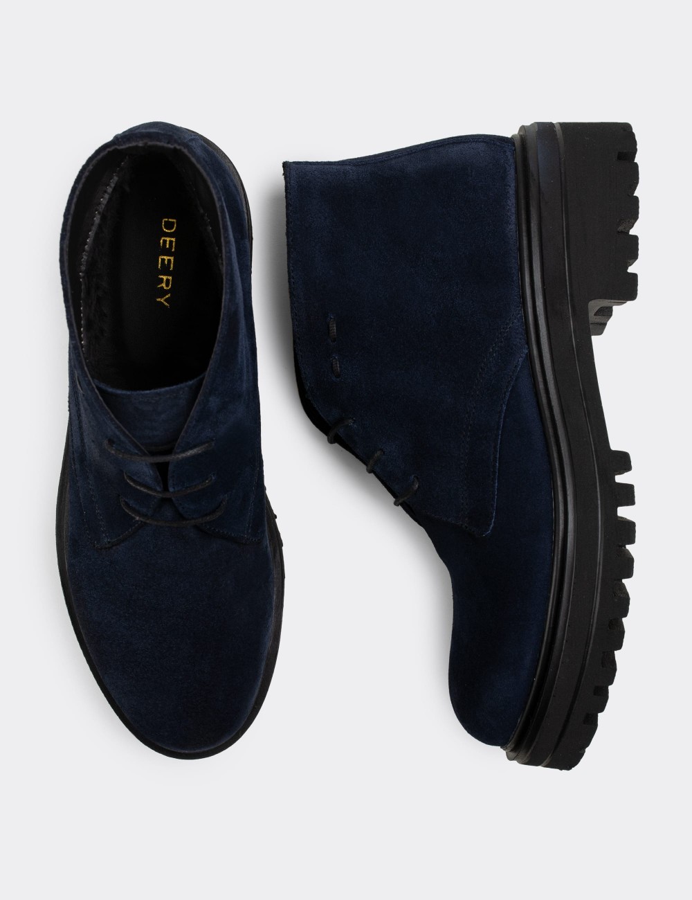 Navy Suede Leather Desert Boots - 01847ZLCVE01