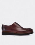 Burgundy Calfskin Leather Lace-up Shoes