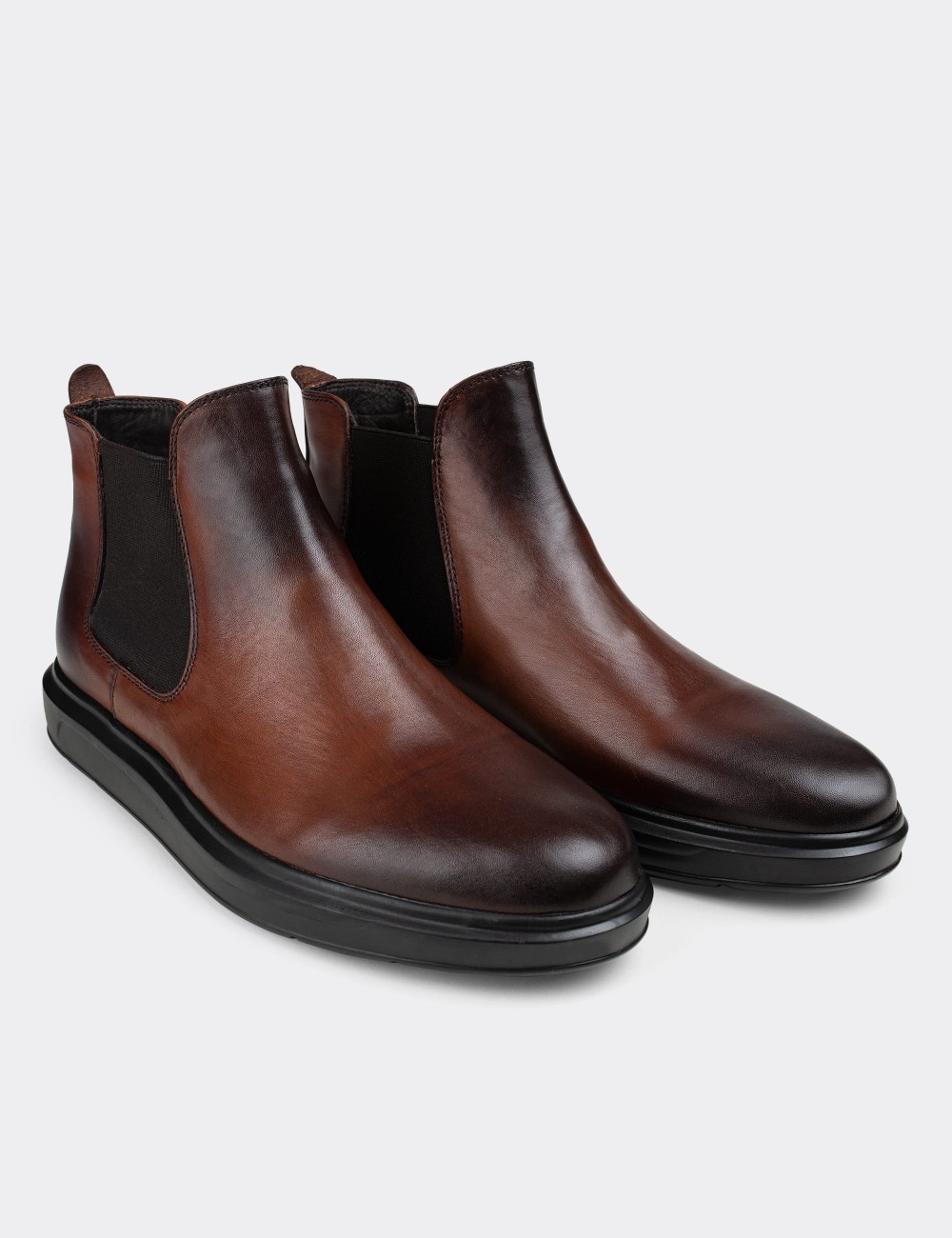 Tan  Leather Chelsea Boots - 01620MTBAP01