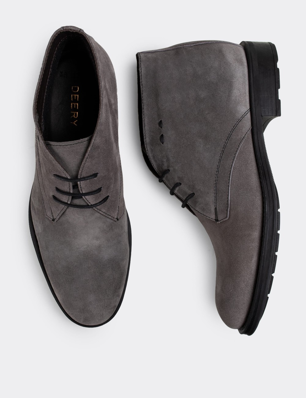 Gray Suede Leather Desert Boots - 01295MGRIC04