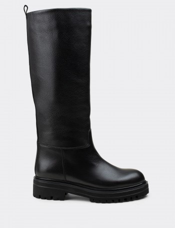 Black  Leather Boots - E1071ZSYHE02