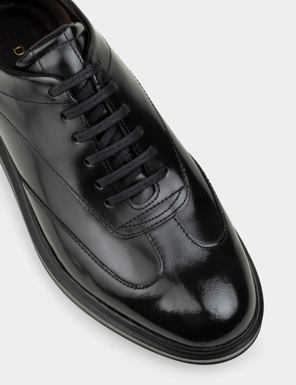 Black  Leather Lace-up Shoes - 01686MSYHP02