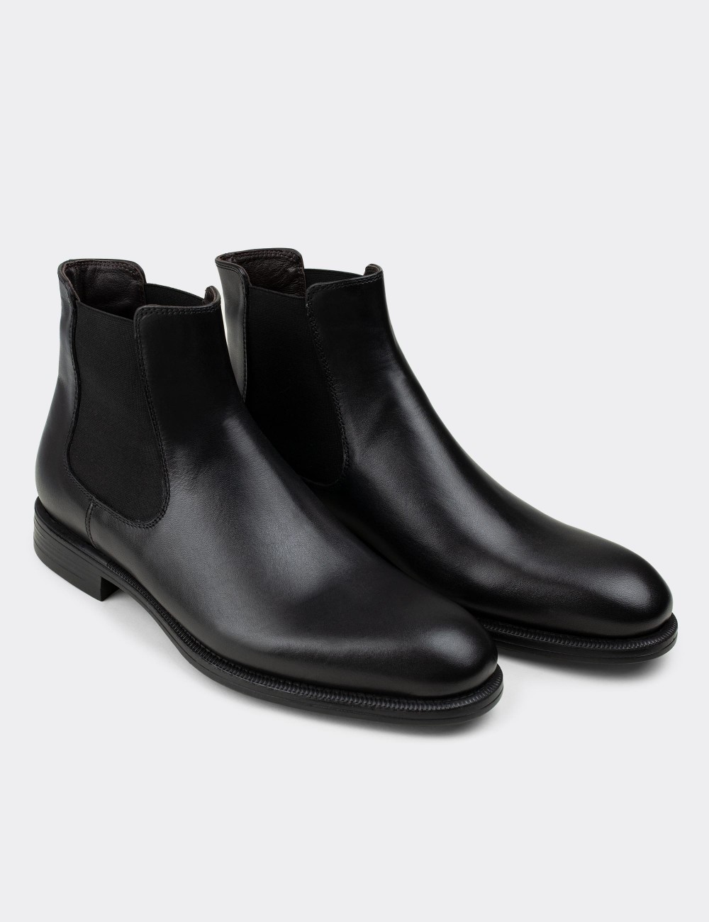 Black  Leather Chelsea Boots - 01849MSYHC01