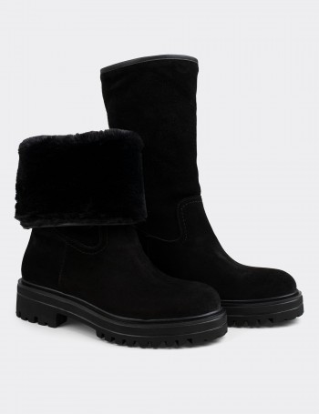 Black Suede Leather Boots - 02150ZSYHE02