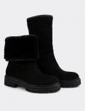 Black Suede Calfskin Boots