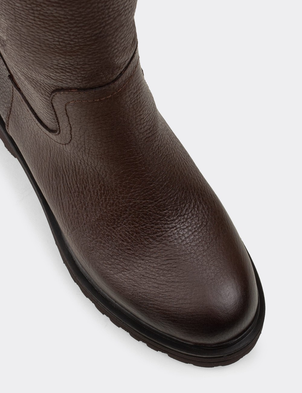 Brown  Leather Boots - 02150ZKHVE01