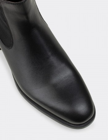 Black  Leather Chelsea Boots - 01849MSYHC01