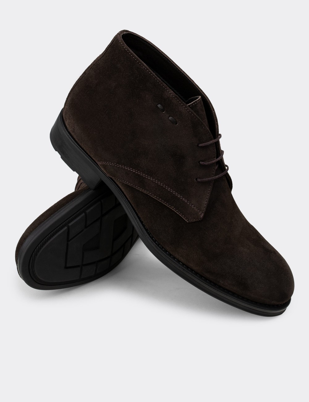 Brown Suede Leather Boots - 01295MKHVC03