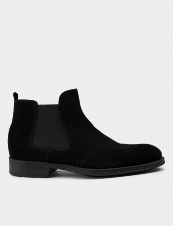 Black Suede Leather Chelsea Boots - 01622MSYHC11