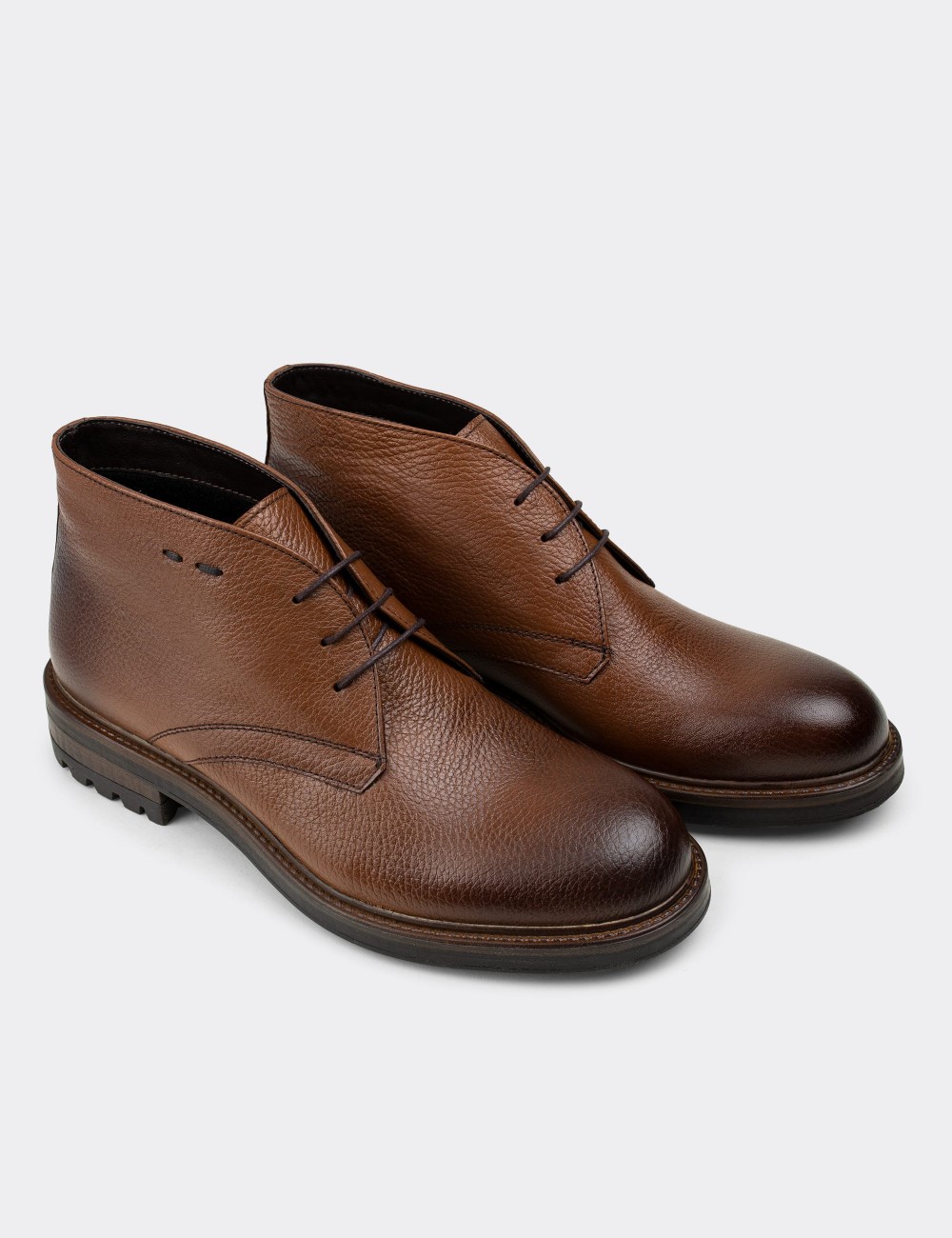 Tan  Leather Boots - 01295MTBAC06
