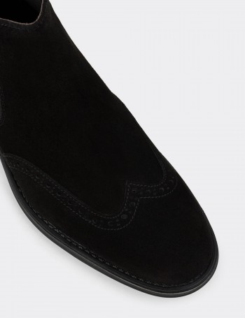 Black Suede Leather Chelsea Boots - 01622MSYHC11