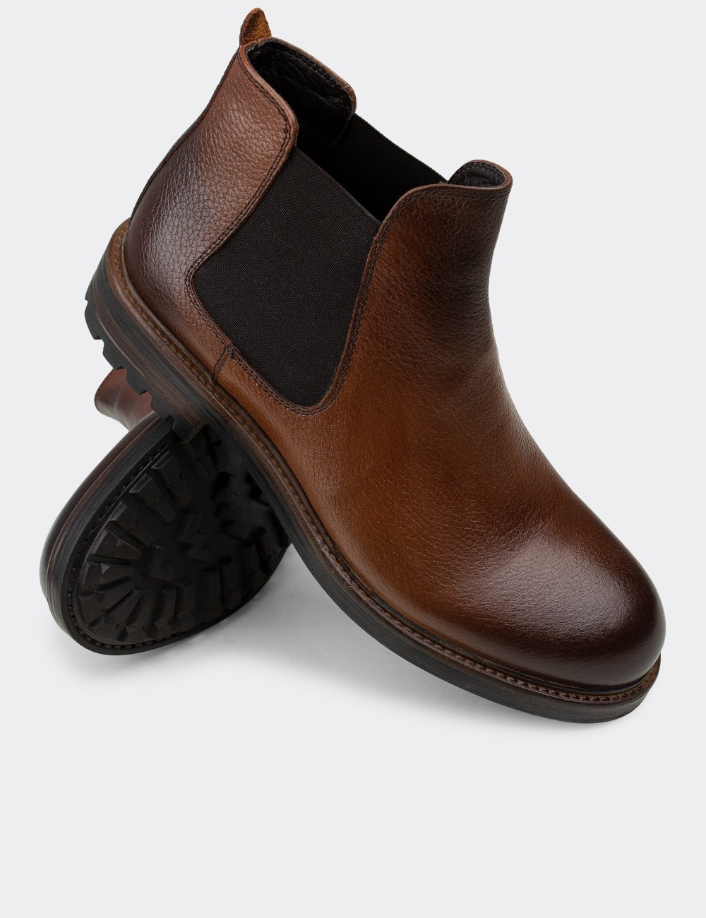 Tan  Leather Chelsea Boots - 01620MTBAC16