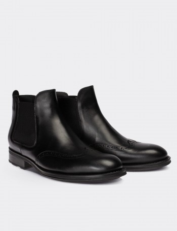 Black  Leather Chelsea Boots - 01622MSYHC06