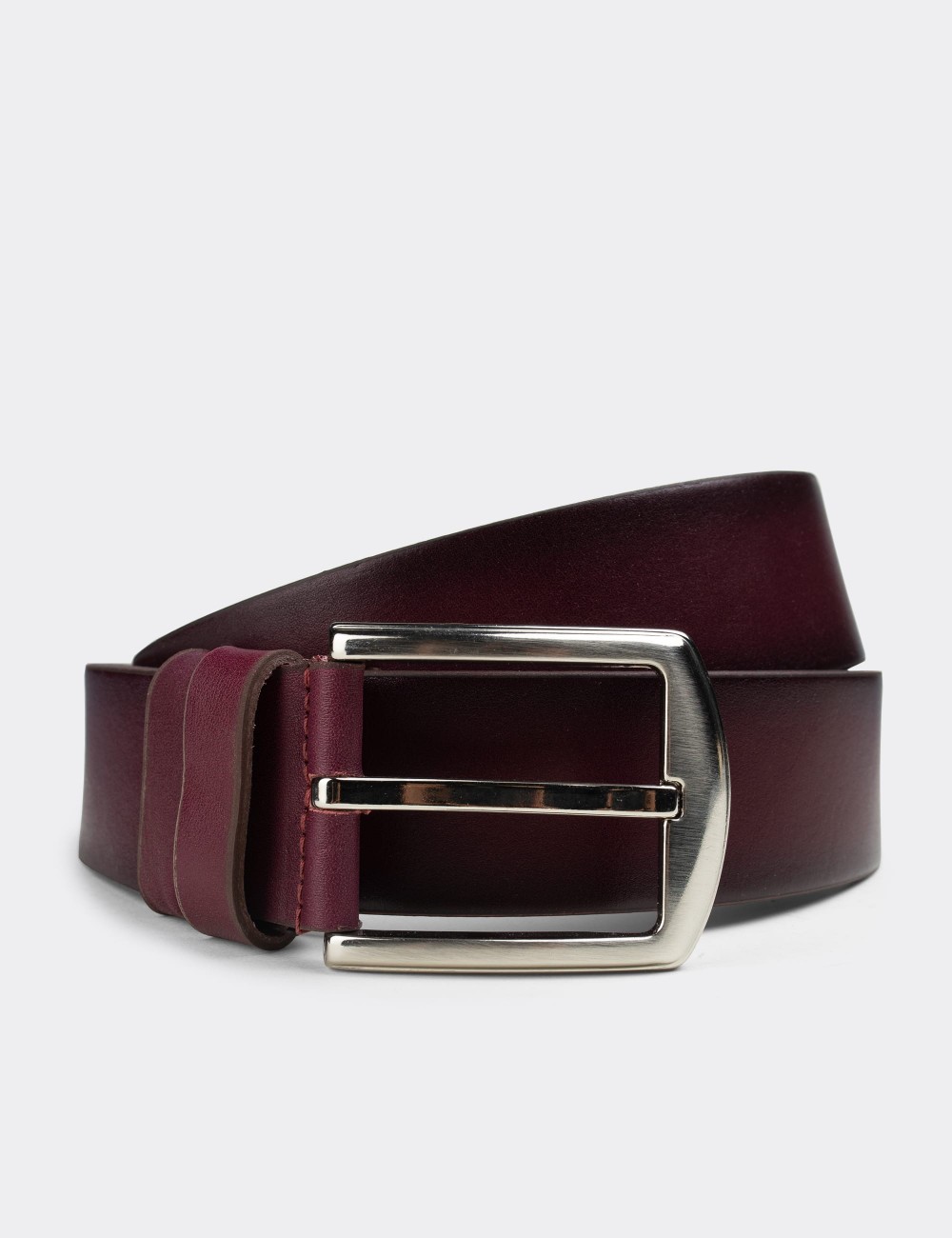  Leather Burgundy Men's Belt - K0105MBRDW01