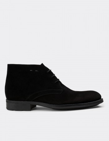 Black Suede Leather Boots - 01295MSYHC09