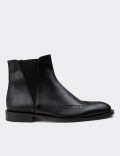 Black  Leather Chelsea Boots