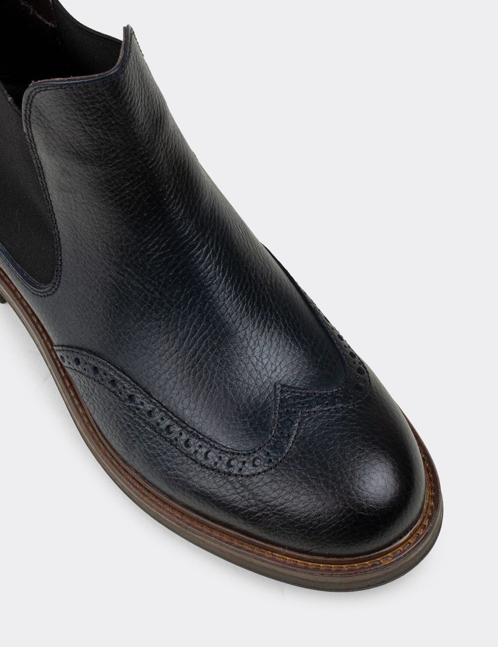 Navy  Leather Chelsea Boots - 01622MLCVC07