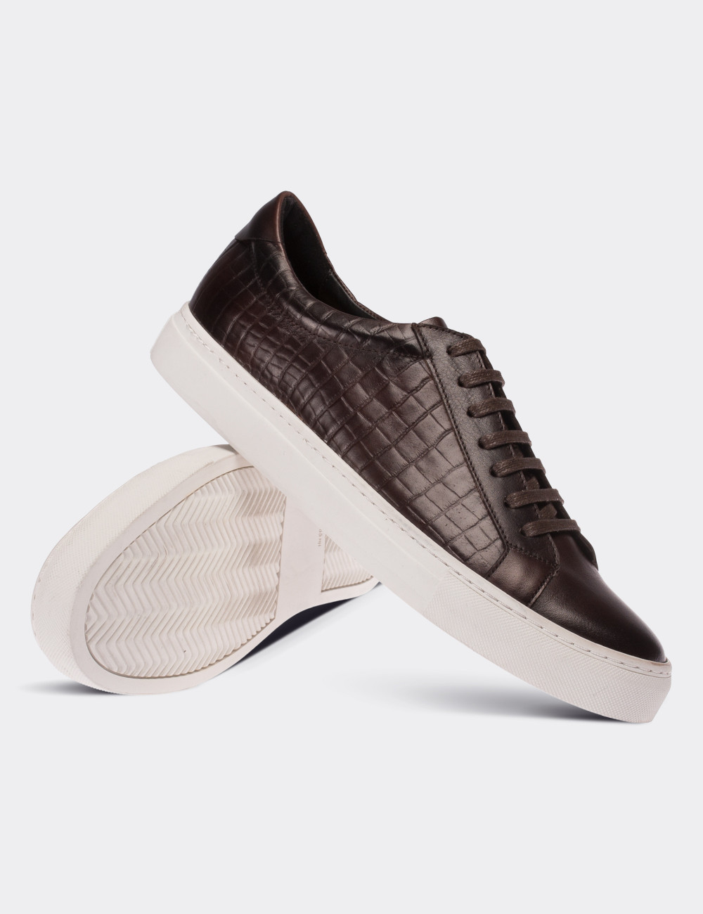 Brown Calfskin Leather Sneakers - Deery