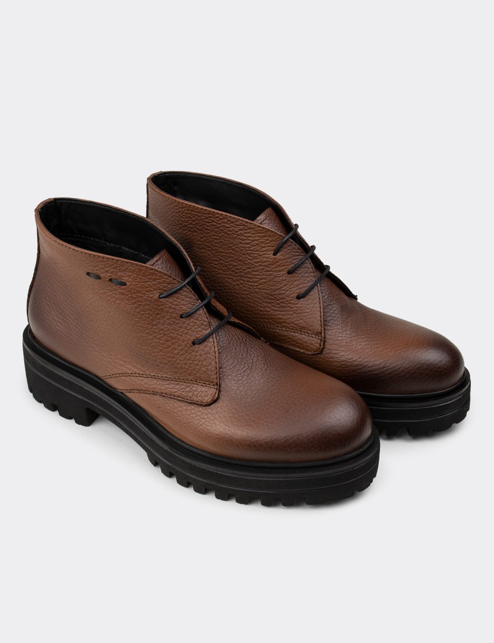 Tan  Leather Desert Boots - 01847ZTBAE01