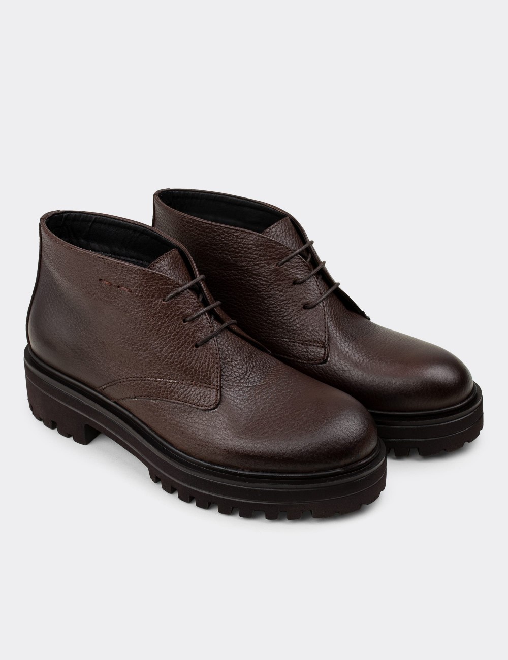 Brown  Leather Desert Boots - 01847ZKHVE01