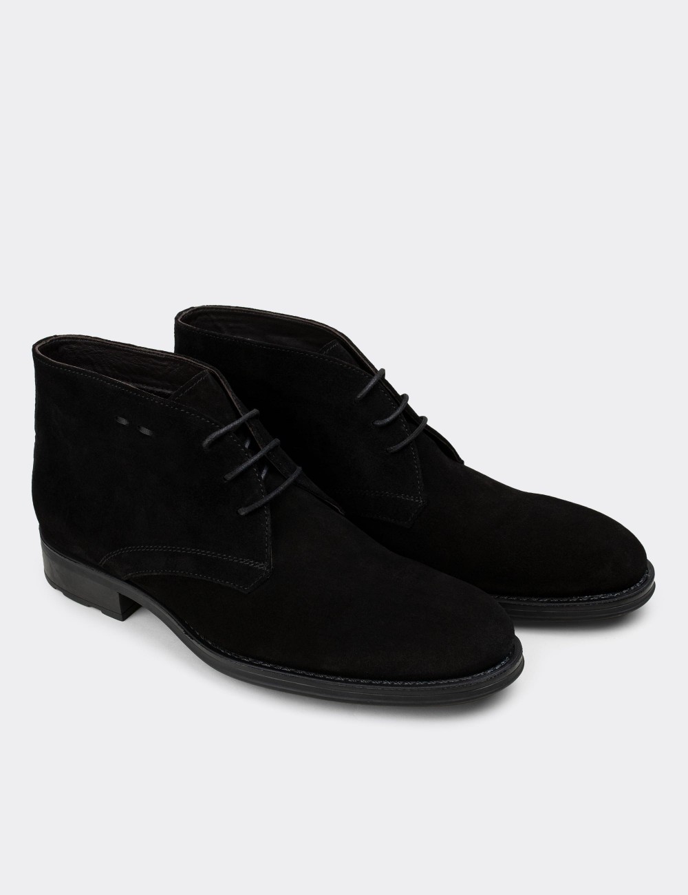 Black Suede Leather Boots - 01295MSYHC09