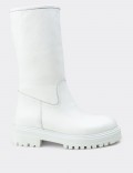 White  Leather Boots