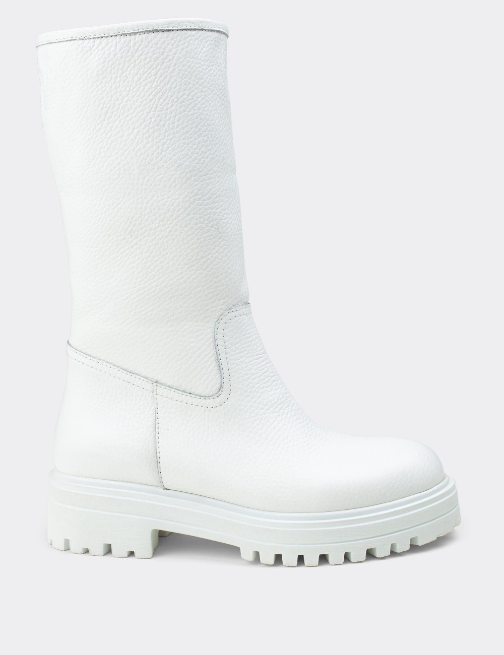 White  Leather Boots - 02150ZBYZE01