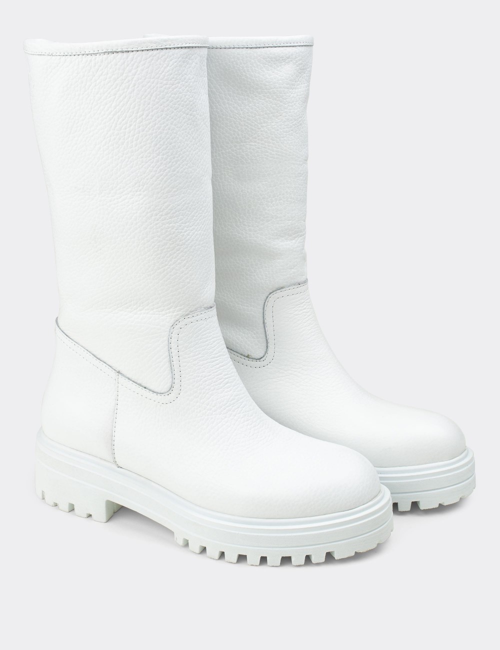 White  Leather Boots - 02150ZBYZE01