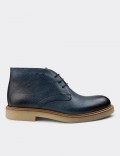 Blue  Leather Desert Boots