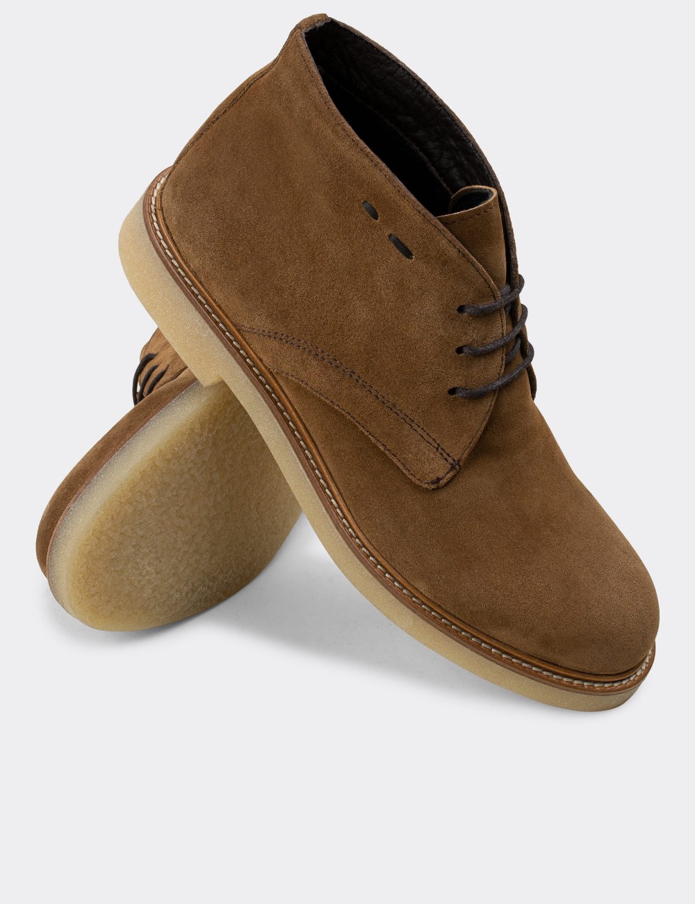 Tan Suede Leather Desert Boots - 01295MTBAC07