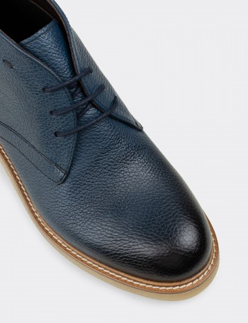 Blue  Leather Desert Boots - 01295MMVIC01